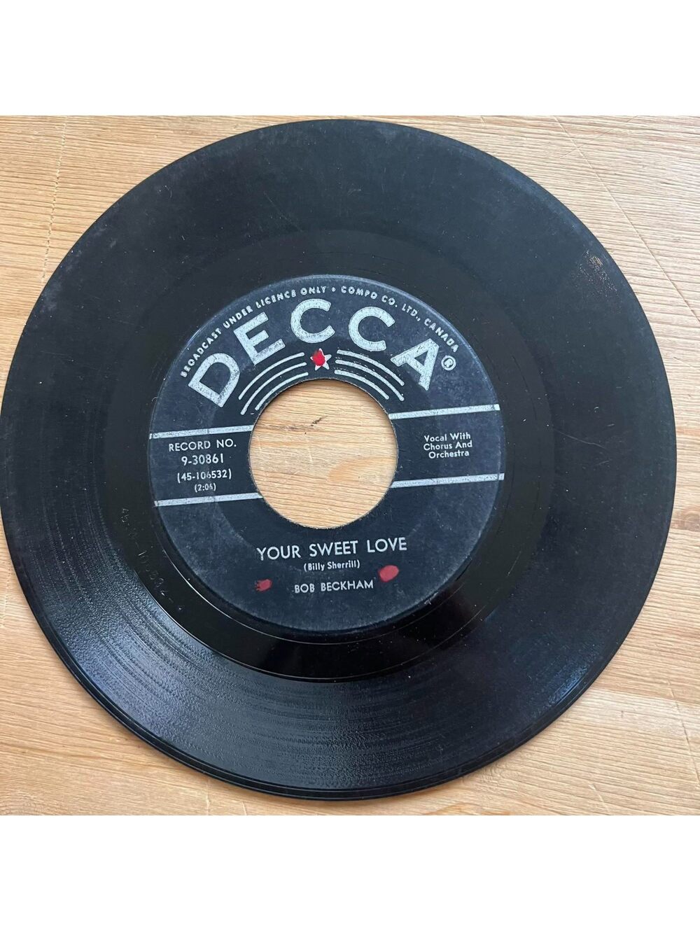 Bob Beckham - Your Sweet Love/Just as much Ever 45rpm VG+ R19